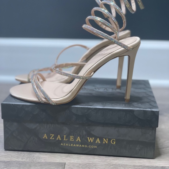 RHINESTONE STILETTO SANDAL IN CREAM - Picture 4 of 5